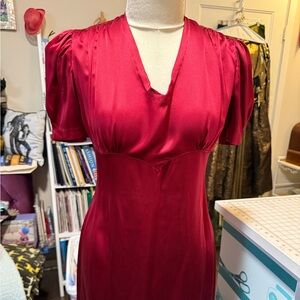 Handmade Vintage-style Burgundy Silk Gown sz 12